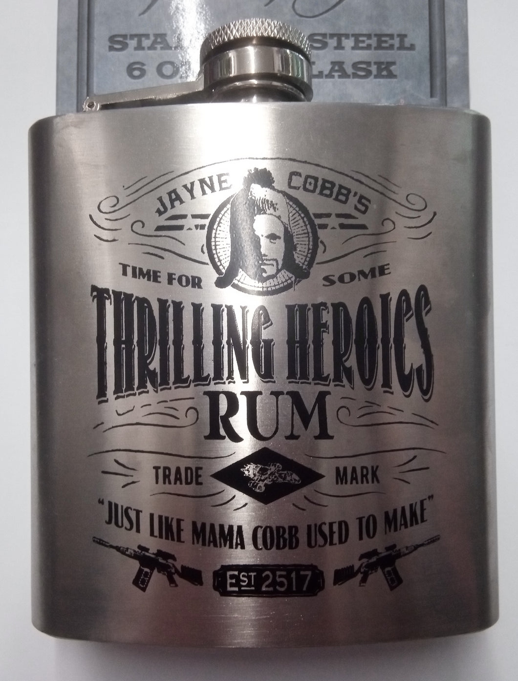 Firefly Jayne Cobb's Thrilling Heroics Rum flask